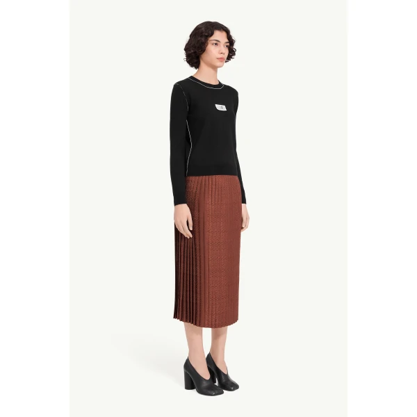 MM6 Maison Margiela Contrast-Trimmed Wool Blend Knit Jumper in Black, view 3 | Sweaters | Luxury Shoes 