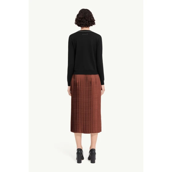 MM6 Maison Margiela Contrast-Trimmed Wool Blend Knit Jumper in Black, view 4 | Sweaters | Luxury Shoes 