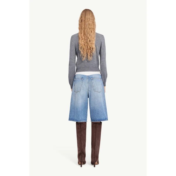 MM6 Maison Margiela Cotton Cardigan in Grey Melange, view 4 | Cardigan | Luxury Shoes 