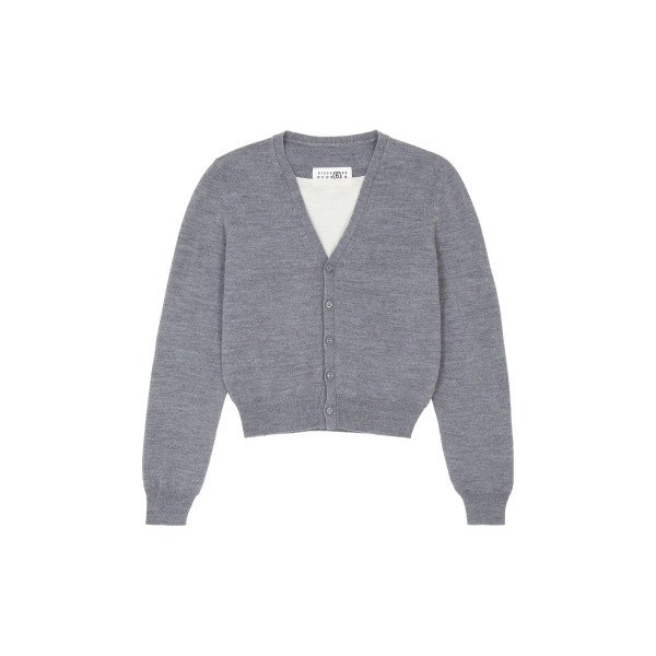 MM6 Maison Margiela Cotton Cardigan in Grey Melange | Cardigan | Luxury Shoes 