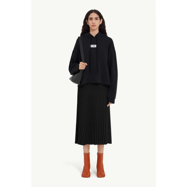 MM6 Maison Margiela Cotton Hooded Sweatshirt in Black, view 2 | Hoodies | Luxury Shoes 
