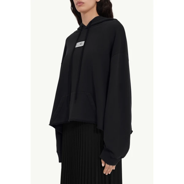 MM6 Maison Margiela Cotton Hooded Sweatshirt in Black, view 5 | Hoodies | Luxury Shoes 