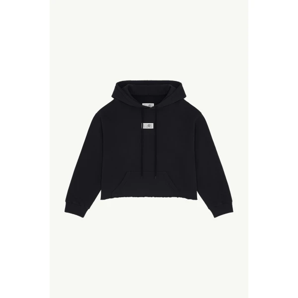 MM6 Maison Margiela Cotton Hooded Sweatshirt in Black, view 6 | Hoodies | Luxury Shoes 