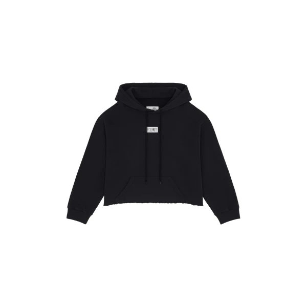 Cotton Hooded Sweatshirt in Black