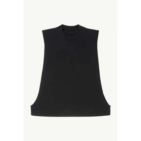MM6 Maison Margiela Cotton Jersey Sleeveless Top in Black, view 6 | Sleeveless | Luxury Shoes 