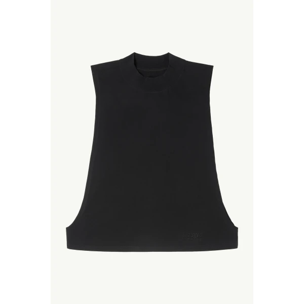 Cotton Jersey Sleeveless Top in Black