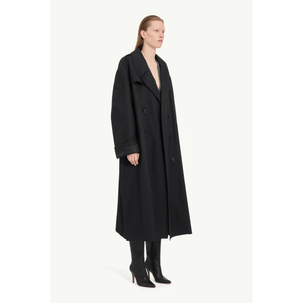 MM6 Maison Margiela Cotton Trench Coat in Black, view 3 | Trench Coat | Luxury Shoes 