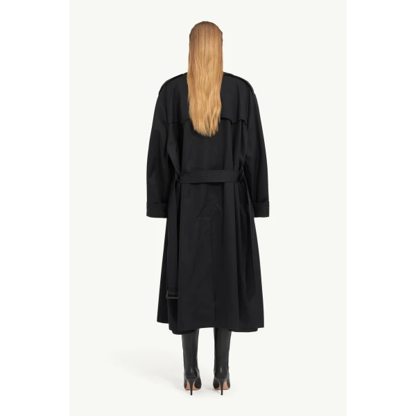 MM6 Maison Margiela Cotton Trench Coat in Black, view 4 | Trench Coat | Luxury Shoes 