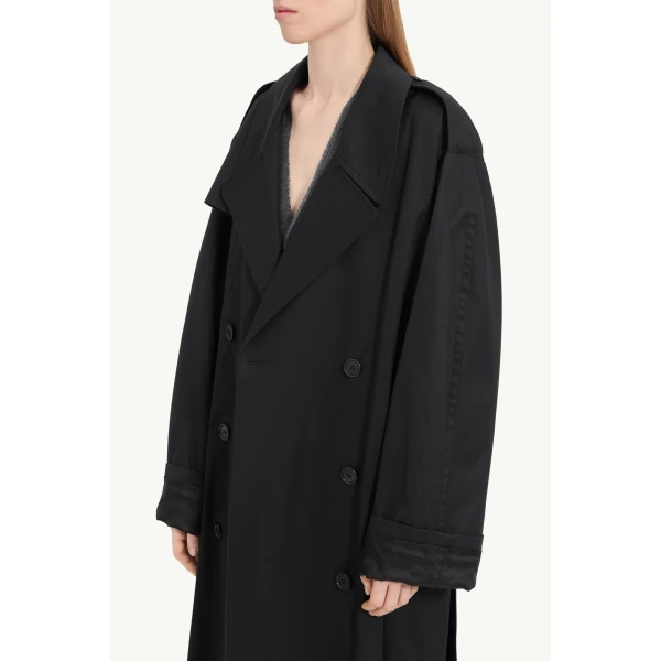 MM6 Maison Margiela Cotton Trench Coat in Black, view 5 | Trench Coat | Luxury Shoes 