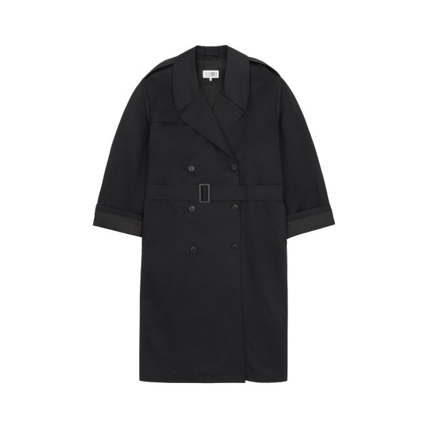 MM6 Maison Margiela Cotton Trench Coat in Black | Trench Coat | Luxury Shoes 