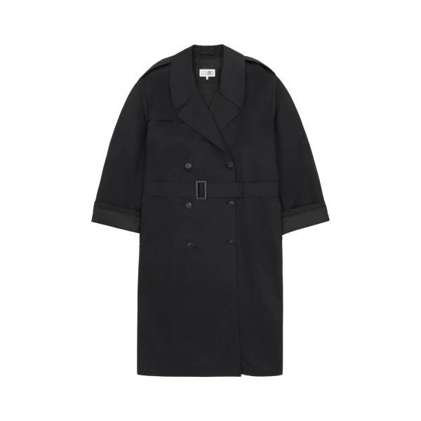 MM6 Maison Margiela Cotton Trench Coat in Black | Trench Coat | Luxury Shoes 