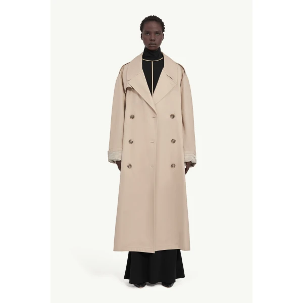 MM6 Maison Margiela Cotton Trench Coat in Sand, view 2 | Trench Coat | Luxury Shoes 