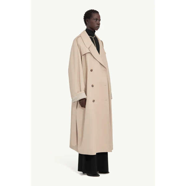 MM6 Maison Margiela Cotton Trench Coat in Sand, view 3 | Trench Coat | Luxury Shoes 