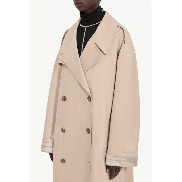 MM6 Maison Margiela Cotton Trench Coat in Sand, view 5 | Trench Coat | Luxury Shoes 