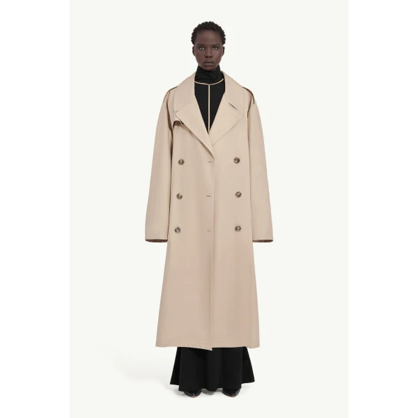 MM6 Maison Margiela Cotton Trench Coat in Sand, view 6 | Trench Coat | Luxury Shoes 