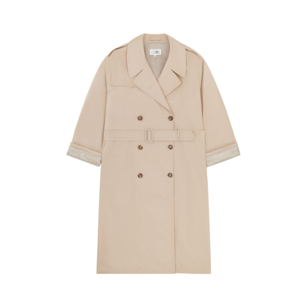 MM6 Maison Margiela Cotton Trench Coat in Sand | Trench Coat | Luxury Shoes 