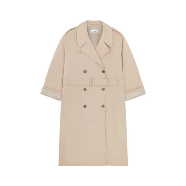 MM6 Maison Margiela Cotton Trench Coat in Sand | Trench Coat | Luxury Shoes 