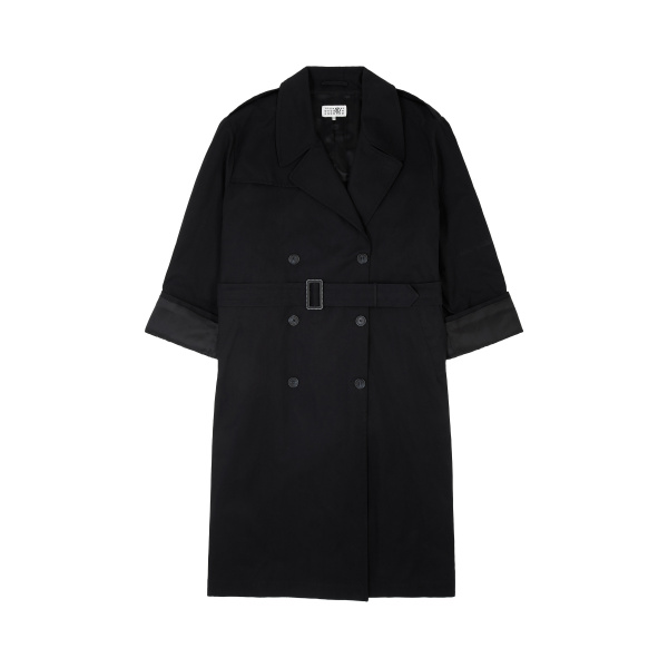 MM6 Maison Margiela Cotton Twill Trench Coat in Black | Trench Coat | Luxury Shoes 