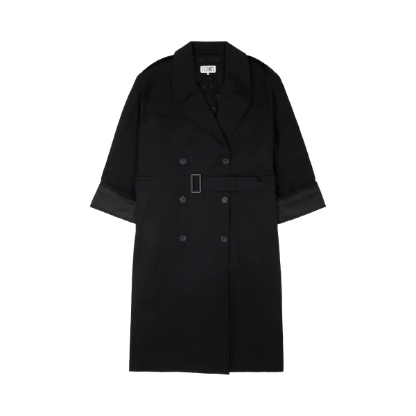 MM6 Maison Margiela Cotton Twill Trench Coat in Black | Trench Coat | Luxury Shoes 