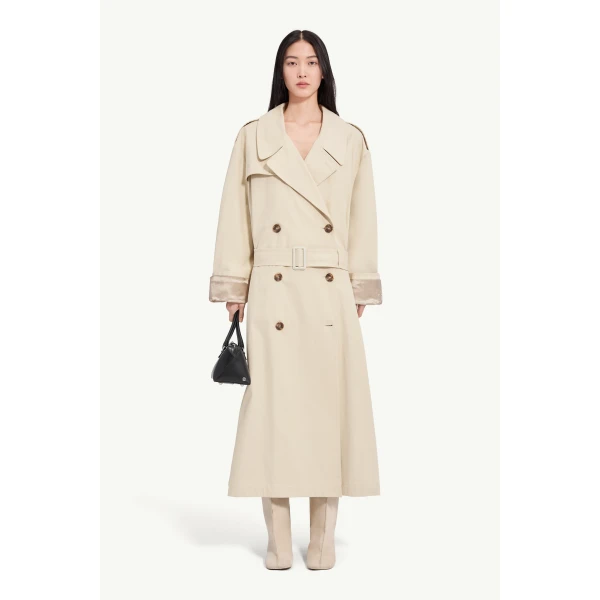 MM6 Maison Margiela Cotton Twill Trench Coat in Ecru, view 2 | Trench Coat | Luxury Shoes 