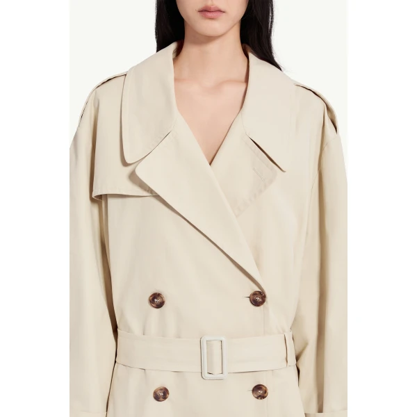 MM6 Maison Margiela Cotton Twill Trench Coat in Ecru, view 5 | Trench Coat | Luxury Shoes 