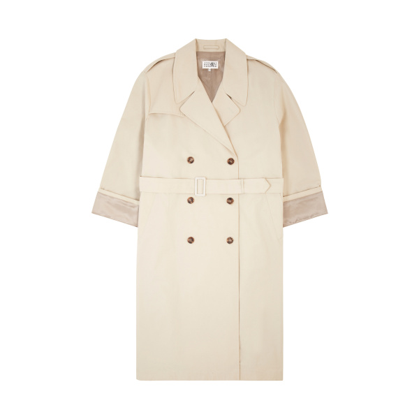 MM6 Maison Margiela Cotton Twill Trench Coat in Ecru | Trench Coat | Luxury Shoes 