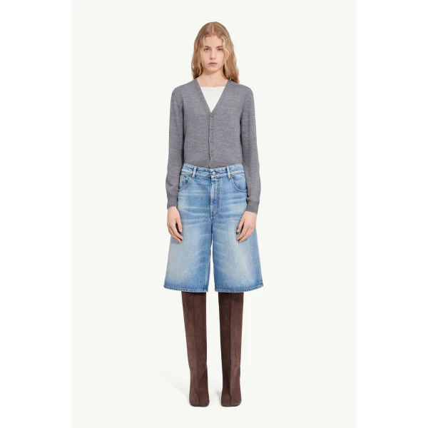 MM6 Maison Margiela Denim Bermuda Shorts in Blue, view 2 | Denim Shorts | Luxury Shoes 