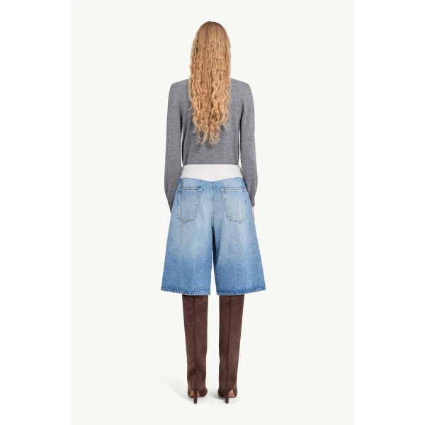 MM6 Maison Margiela Denim Bermuda Shorts in Blue, view 4 | Denim Shorts | Luxury Shoes 
