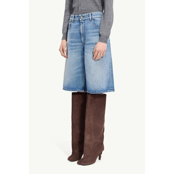 MM6 Maison Margiela Denim Bermuda Shorts in Blue, view 5 | Denim Shorts | Luxury Shoes 