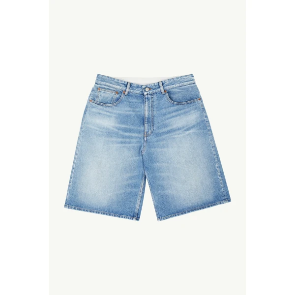 MM6 Maison Margiela Denim Bermuda Shorts in Blue, view 6 | Denim Shorts | Luxury Shoes 