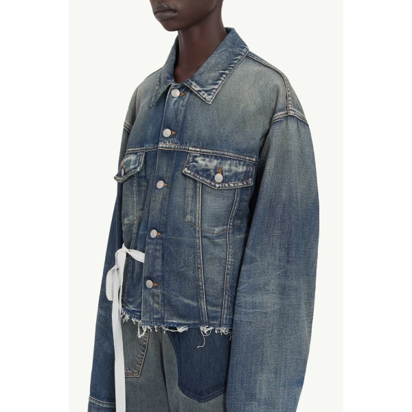MM6 Maison Margiela Denim Jacket in Blue, view 5 | Denim | Luxury Shoes 