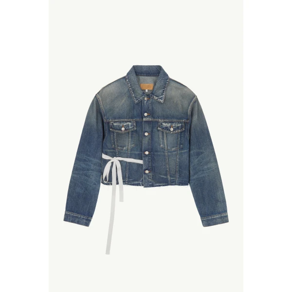 MM6 Maison Margiela Denim Jacket in Blue, view 6 | Denim | Luxury Shoes 