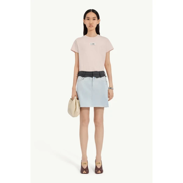 MM6 Maison Margiela Denim Mini Skirt in Light Blue, view 2 | Denim Skirts | Luxury Shoes 
