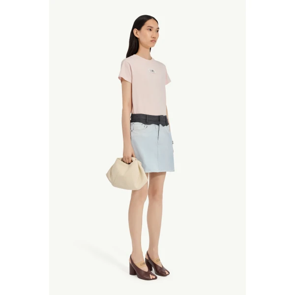 MM6 Maison Margiela Denim Mini Skirt in Light Blue, view 3 | Denim Skirts | Luxury Shoes 