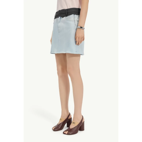 MM6 Maison Margiela Denim Mini Skirt in Light Blue, view 5 | Denim Skirts | Luxury Shoes 
