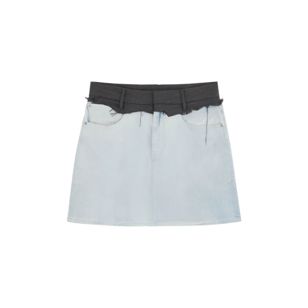 Denim Mini Skirt in Light Blue