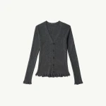 MM6 Maison Margiela Distressed Hem Knit Cardigan in Dark Grey | Cardigan | Luxury Shoes 