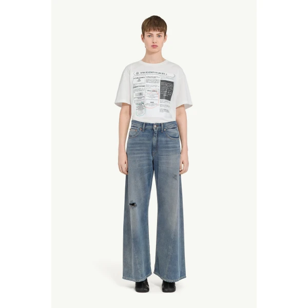 MM6 Maison Margiela Distressed Jeans in Grey Blue, view 2 | Denim | Luxury Shoes 