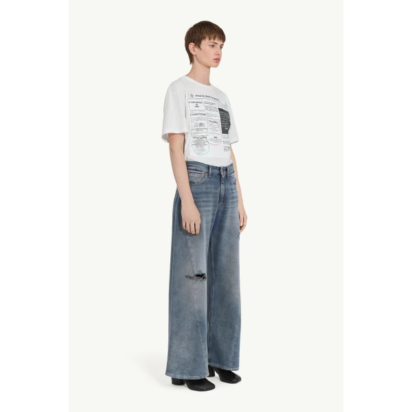 MM6 Maison Margiela Distressed Jeans in Grey Blue, view 3 | Denim | Luxury Shoes 
