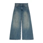 MM6 Maison Margiela Distressed Wide-Leg Jeans in Dark Blue | Denim | Luxury Shoes 