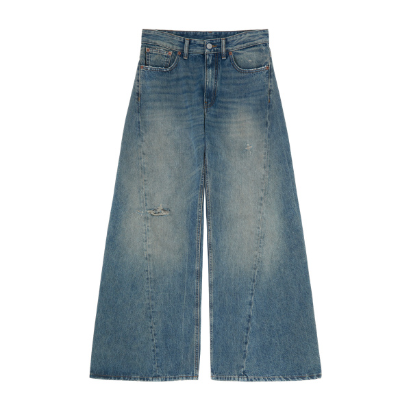 MM6 Maison Margiela Distressed Wide-Leg Jeans in Dark Blue | Denim | Luxury Shoes 
