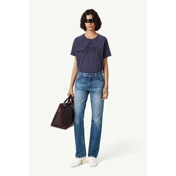 MM6 Maison Margiela Double Back Pocket Denim Jeans in Blue, view 2 | Denim | Luxury Shoes 
