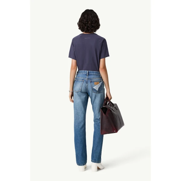 MM6 Maison Margiela Double Back Pocket Denim Jeans in Blue, view 4 | Denim | Luxury Shoes 
