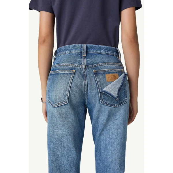 MM6 Maison Margiela Double Back Pocket Denim Jeans in Blue, view 6 | Denim | Luxury Shoes 