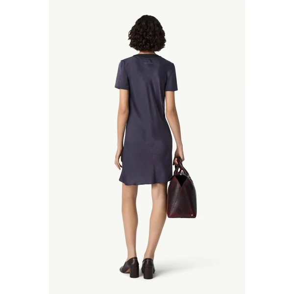MM6 Maison Margiela Double Layer Lining-Look Slip Dress in Blue, view 4 | Mini Dresses | Luxury Shoes 