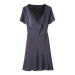 MM6 Maison Margiela Double Layer Lining-Look Slip Dress in Blue | Mini Dresses | Luxury Shoes 