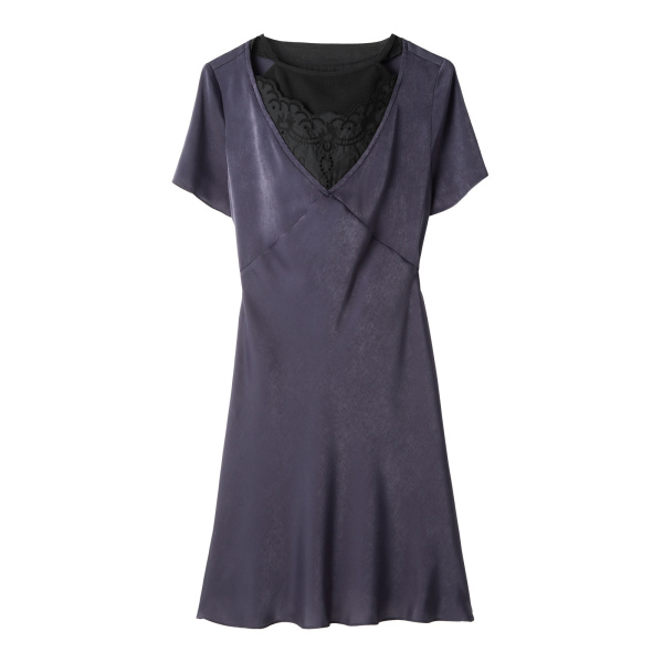 MM6 Maison Margiela Double Layer Lining-Look Slip Dress in Blue | Mini Dresses | Luxury Shoes 