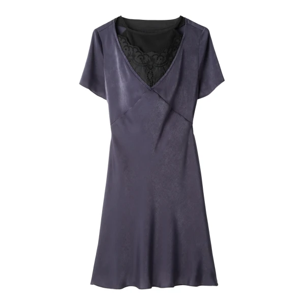 MM6 Maison Margiela Double Layer Lining-Look Slip Dress in Blue | Mini Dresses | Luxury Shoes 