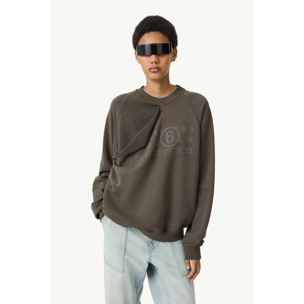MM6 Maison Margiela Double Layer Sweatshirt in Olive, view 5 | Hoodies | Luxury Shoes 