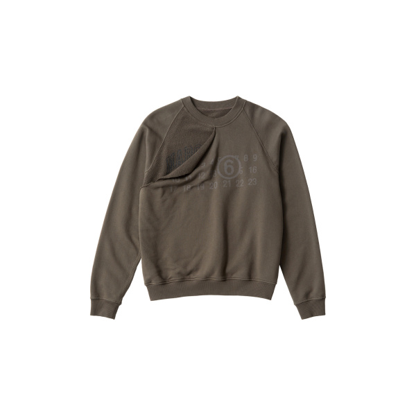 MM6 Maison Margiela Double Layer Sweatshirt in Olive | Hoodies | Luxury Shoes 